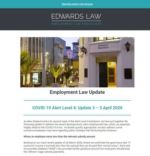 employment law specialist in Auckland hamilton tauranga waikato region edwards law publications april 2020 2