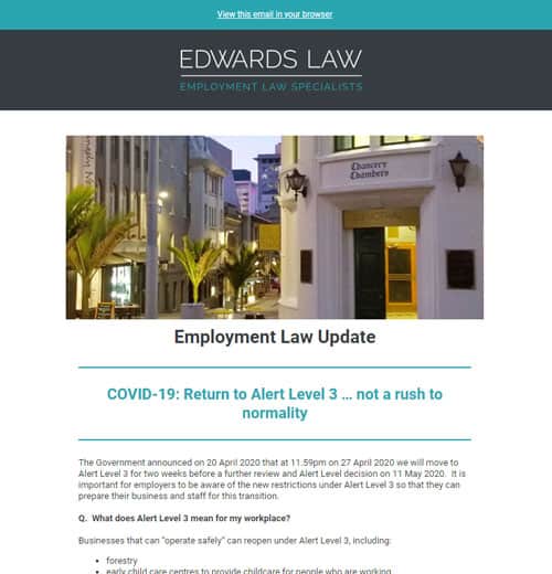 employment law specialist in Auckland hamilton tauranga waikato region edwards law publications april 2020