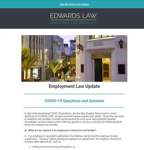 employment law specialist in Auckland hamilton tauranga waikato region edwards law publications march 2020 6